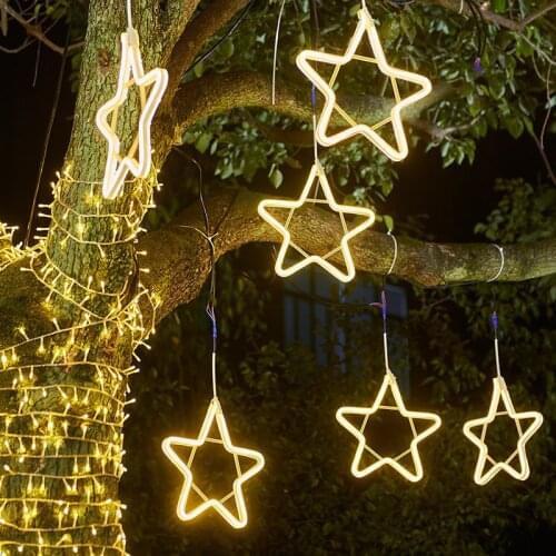 Thrisdar Outdoor Led Star Fairy String Light Christmas Star Garland Fairy Lights 220V For Garden Patio Tree Wedding Party Decor