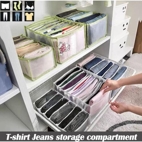 Jeans Compartment Storage Box Closet Clothes Drawer Mesh Separation Box Stacking Socks Underpants Cabinet Divider Home Organizer