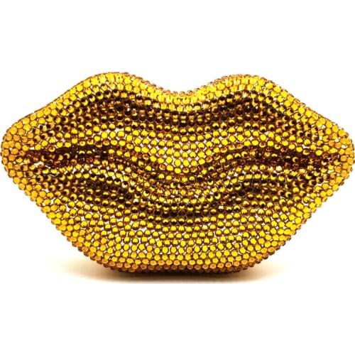 Bag For Women Luxury Lip Handmade Gold Diamond Evening Bag Wedding Bride Clutch Zero Wallet Cocktail Evening Bag