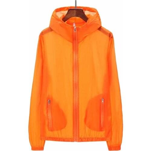 Plus size 7XL Summer Sun protection Thin Trench Men Women Long sleeve Hooded Windbreaker Anti-UV Fishing clothes Outerwear G203