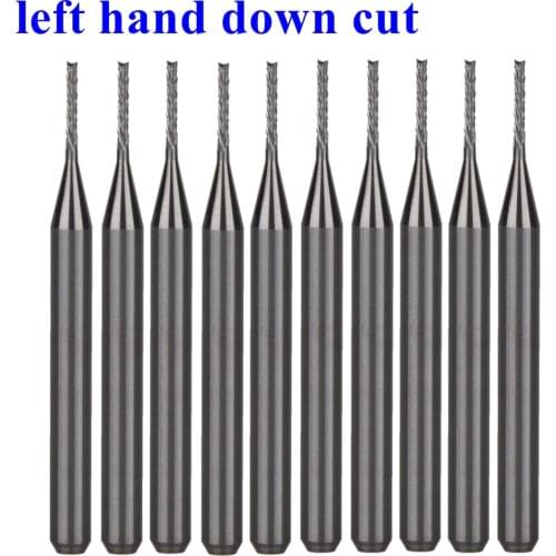 10Pcs 3.175x0.8x5.5mm left hand down cut Corn Teeth Bit PCB Mill Cutter End Mill