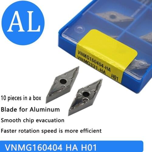 10Pcs VNMG160404 HA H01 VNMG 160404 Aluminum Cutter Blade Insert Cutting Tool External Turning Tool CNC Tools AL +TIN Alloy Wood