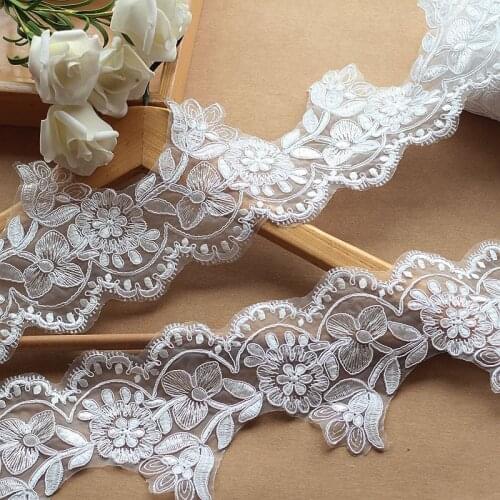2 Yards White Car Bone New Year Lace African Lace Wedding Fabric DIY Crafts Lace Ribbon Gift Packaging