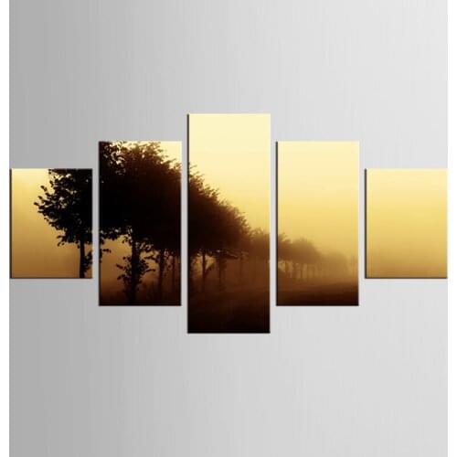 5 panel yellow sky sand city storm landscape painting canvas mural art home decoration living room canvas print modern painting