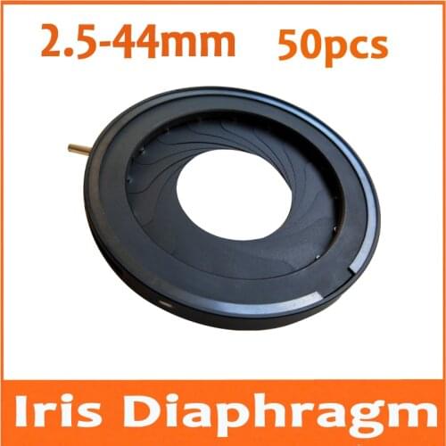 50pcs 2.5-44mm Adjustable Metal Iris Aperture Diaphragm for Microscope Digital Camera Telescope Light Regulator with 16 Blades