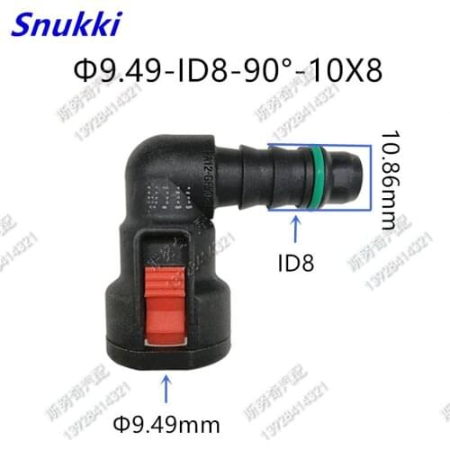 9.49mm-ID8 90 degree fuel line quick connector plastic connector for Ford Volkswagen Audi 2pcs a lot