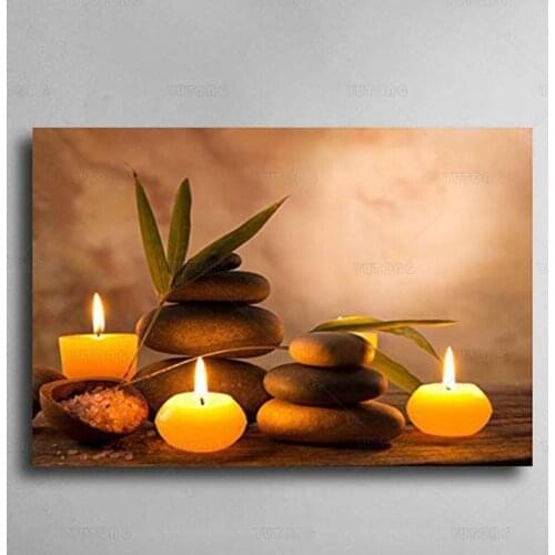 Aromatic Candles and Zen Stones Canvas painting poster print Art Wall for living room home decoration framed