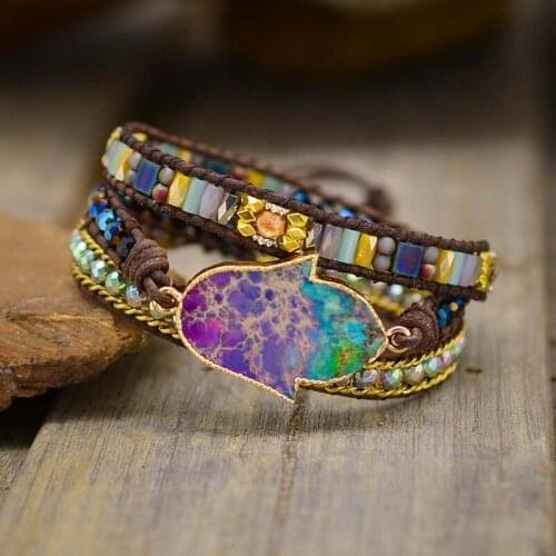 Boho Emperor Stone Bracelets Nautural Stone Tibetan Beads Irregular Palm Bracelet Jewelry for Women Charm Bracelets Dropshipping