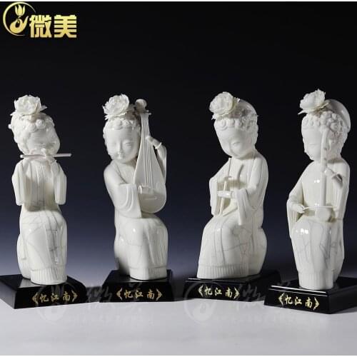 Dehua yijiangnan ceramic glaze four piece ladies ornaments crafts jewelry creative Home Furnishing Home Furnishing