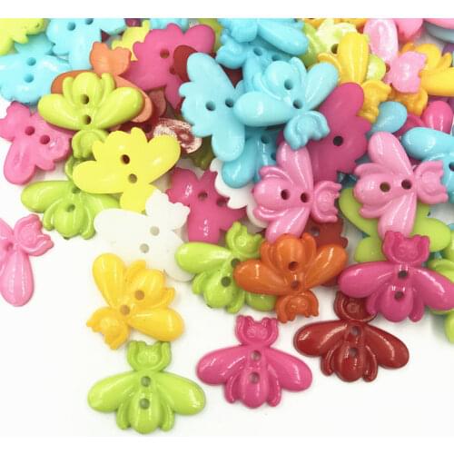 DIY 100pcs Mixed Color Resin Buttons Bee shape Sewing Scrapbooking Decoration 22mm