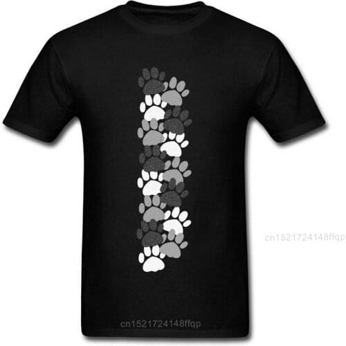 Patter Paws Kawaii T-shirt Men Cat T Shirt Print Black Tshirt Cute Tops High Quality Cotton Clothes Simple Style Tees Black