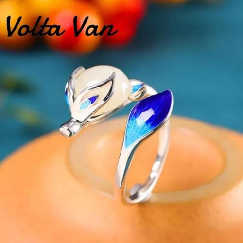 Volta Van 925 Sterling Silver Women Rings Fine Jewelry Natural Jade Elegant 2021 New Burning Blue Trendy Fashion Concise Rings