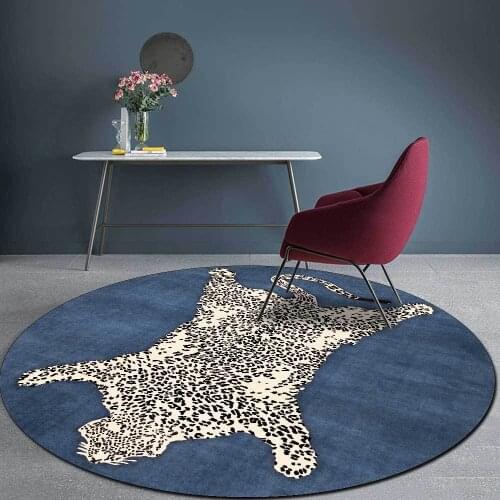 Round Rugs bathroom Carpets Home Living Room Leopard Printed Bedroom Rugs Anti Slip Floor Mat Parlor tapis salon rug balcony