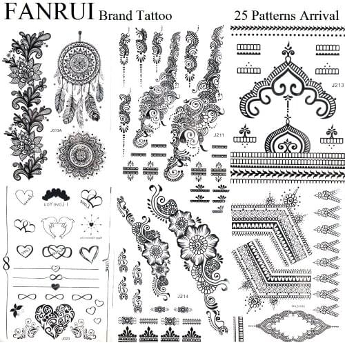Lace Black Henna Tattoo Girls Party Body Arm Art Painting Temporary Tattoo Stickers Bracelet Women Leg Fake Tatto Mandala Flower