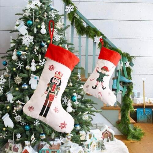 Linen Soldier King Christmas Stocking Socks Gift Candy Bag Xmas Party Supplies