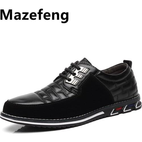 Mazefeng PU Leather Men Casual Shoes Brand 2021 Mens Loafers Moccasins Breathable Slip on Black Driving Shoes Plus Size 38-48