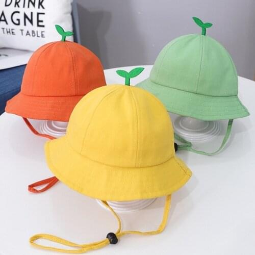 Cute Little Grass Baby Hat Summer Breathable Cotton Boys Girls Bucket Hat Solid Color Infant Toddler Sun Beach Cap