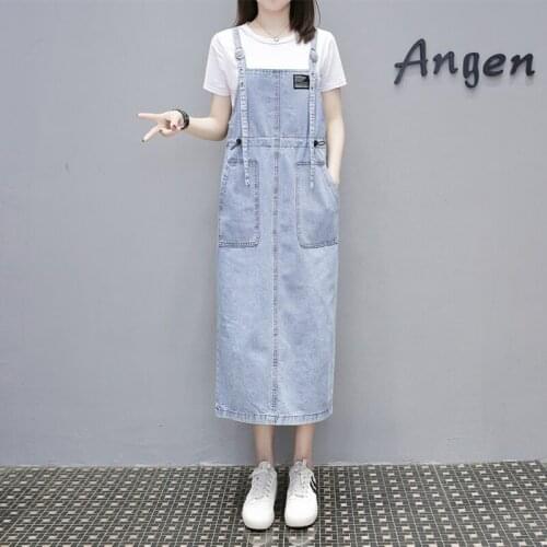 New womens dresses denim fabric suspenders dresses women clothing summer/autumn clothing european jeans dress