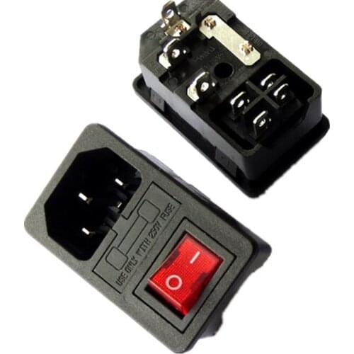 NEW HIGH QUALITY Red Light Power Rocker Switch Fused IEC 320 C14 Inlet Power Socket Fuse Switch Connector Plug 10A 250V