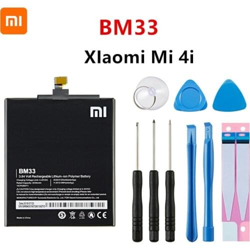 Xiao mi 100% Orginal BM33 3120mAh Battery For Xiaomi 4i Mi 4i Mi4i M4i BM33 High Quality Phone Replacement Batteries +Tools