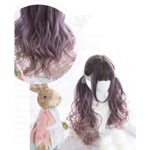 Cosplaymix Lolita 64CM Light Purple Cosplay Wig Long Wavy Women Girls Heat Resistant Gradient Ombre Synthetic Hair