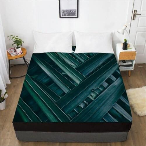 1pc bed sheet Elastic fitted sheet With An Elastic Band 150/180/200/160*200 Mattress Cover Double Bed cover nordic Cross leaves