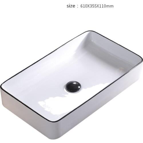 Bathroom Sink Bowls Nordic Ceramic Washbasin Square Basin Simple White/Blue/Black Washbasin Home Basin Shampoo Bowl With Tap