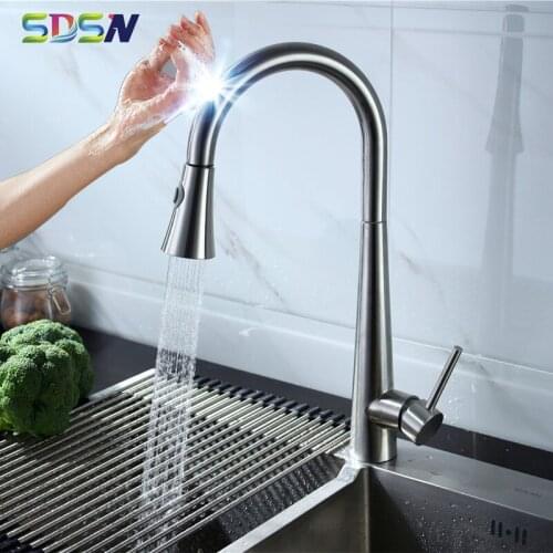 Touch Kitchen Faucet SDSN Brushed Pull Down Kitchen Mixer Tap Newly Sensor Kitchen Faucets Pull Down Touch Kitchen Faucets