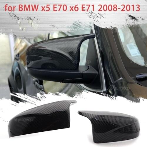 E70 Side Mirror Cover Carbon Fiber Look Mirror Caps Replacement for BMW X5 X6 E70 E71 2007-2013 Black Rearview Mirror Cover