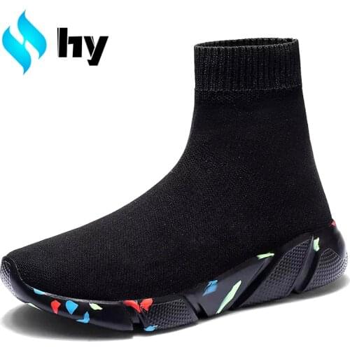 2021 Unisex Socks Shoes Breathable High-top Women Shoes Flats Fashion Mans Sneakers Stretch Fabric Casual Slip-On Ladies Shoes