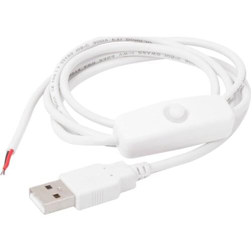 Charging Cord Extension 1m 5V USB Power Supply Cable 2 Pin Wire USB 2.0 Male Charger Cord Extension DIY with ON/OFF Switch