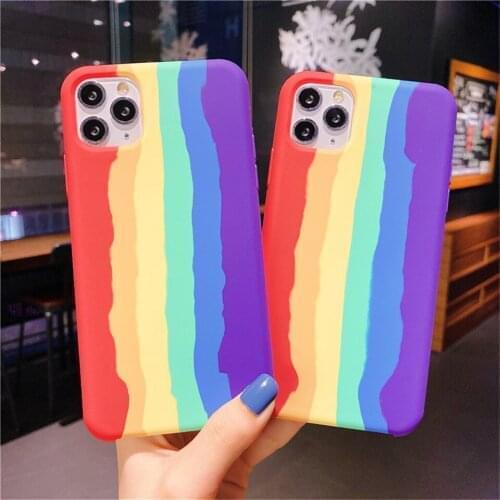 High Quality Liquid Tpu Rainbow Phone Case for Iphone 11 Pro Max Xr Xs Xsmax 7 8 Plus SE 2020 Tpu Phone Case New Cover