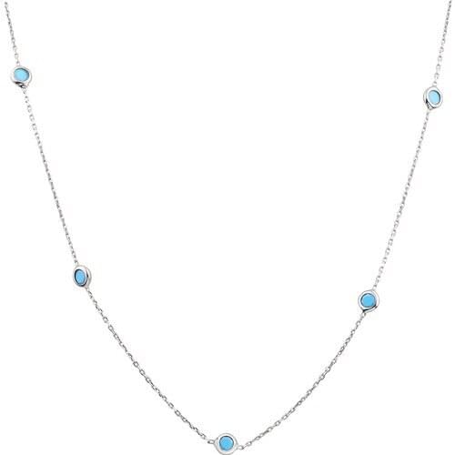 XSilver Turquoise Stone Silver Necklace