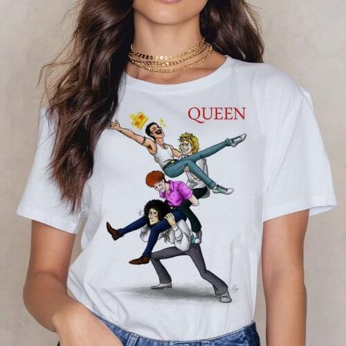 Freddie Mercury Queen Band T Shirt Women Harajuku Vintage Ullzang T-shirt Fashion Queen Tshirt 90s Graphic Rock Top Tees Female