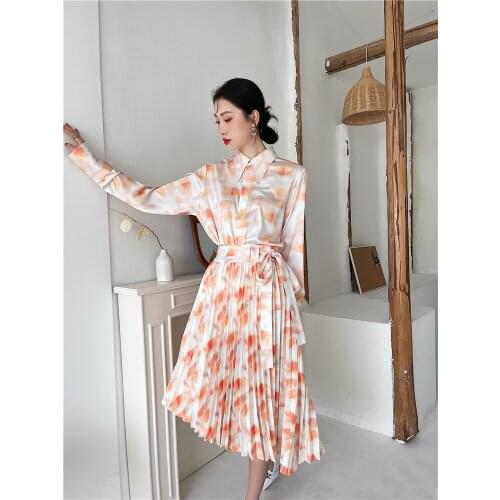 Women 2021 New Spring Summer High Waist Midi Long Skirts Asymmetrical Pleated Skirts with Belt Elegant Skirts Female