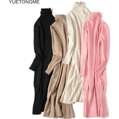 2020 Long Women Knitted Wrap Dress Autumn Winter Oversize Elegant Day Dress Sexy V Neck Knitwear Ladies vestidos SW118