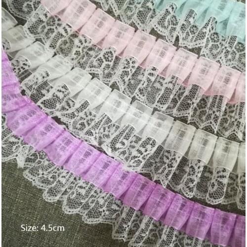 2019 Latest Lace Fabric African Tulle Lace Fabric High Quality Lace Trim Cotton 1M Width 4.5cm Sewing Lace encajes dentelle L-22