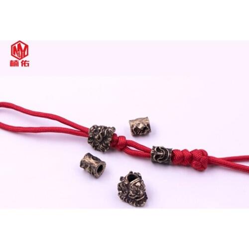 1PCS Chinese style Zhong Kui skull Paracord Brass Knife Beads EDC Outdoor Tool Accessories