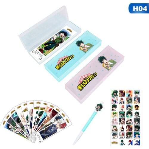 12 BOX/LOT Anime Demon Slayer Kimetsu No Yaiba my hero academia Pen Pencil Bag Box Stationery Sticker Bookmark toy Gift