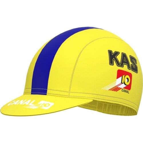 1988 Racing KAS Team Retro Man And Women Yellow Cycling Cap Triathlon Mtb Bike Jersey Hat Gorra de ciclismo