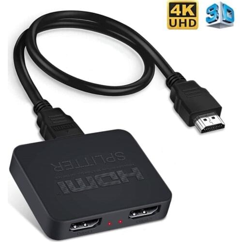 1x2 HDMI Splitter 1 in 2 Out extend display 1 to 2 Amplifier Dual Monitors for Full HD 1080P 3D