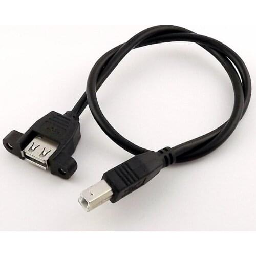 5pcs USB 2.0 A Female Panel Mount to USB 2.0 B Male Socket Printer Connector Cable Cord 30cm/50cm/1m
