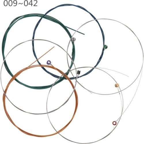 6pcs/Set 009-042 Carbon Steel Electric Guitar Strings Multi-color Nickel Alloy Wire with Great Bright Tone & Super Light