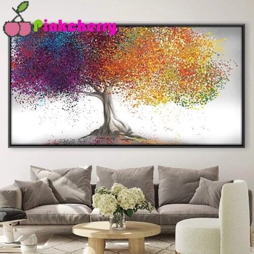 Large Size Diamond Painting 5D DIY Gold Tree Cross Stitch Full Square Round Embroidery Colorful Handmade Big Size k863