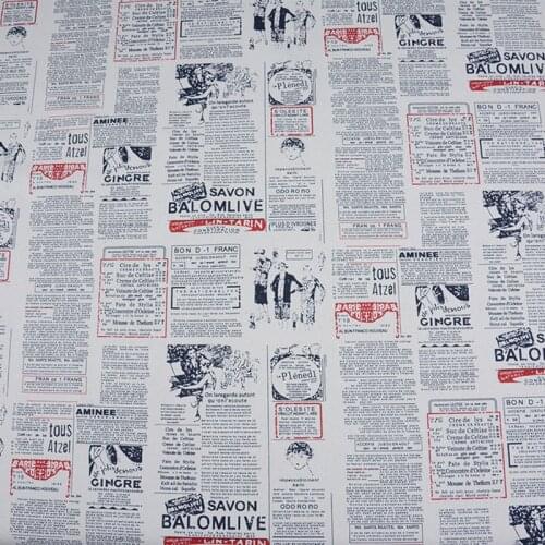 White/Black Thick Cotton Canvas Fabric for Bag English Newspaper Printed Fabric DIY Sewing Material Diy Sofa/Shoes/pillow