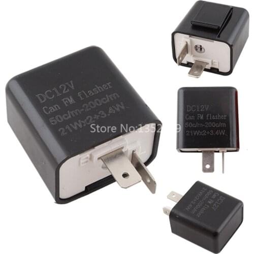 Black Motorcycle LED Turn Signal Light Blinker Indicator Flashing Adapter 2 Pin Adjustable Frequency Flasher Relay For Universal