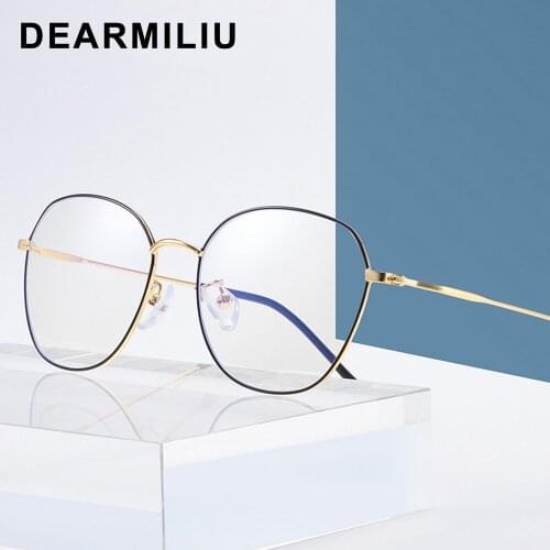 DEARMILIU Oval Frame Rose Gold Anti Blue Light Blocking Glasses led Reading Glasses Radiation-resistant Computer Gaming Eyewear