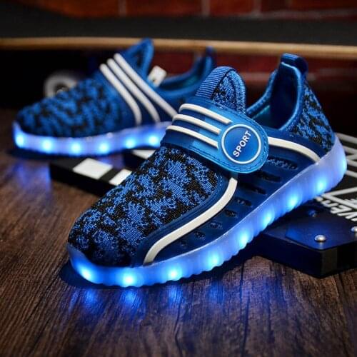Breathable Mesh Children Sport Led Light Shoes Boys Girls Luminous Sneakers Anti-slippery Kids Glowing Shoes DW851