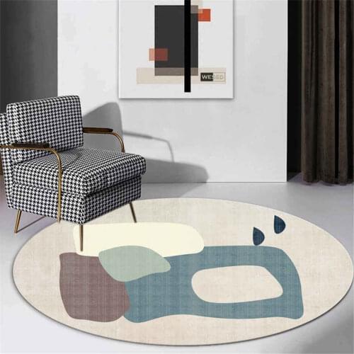 Nordic Gray Blue Kids Bedroom Rug Round Bedside Mat Play Mat Cute Chair Mat Living Room Modern Coffee Table Carpet Bathroom Rug