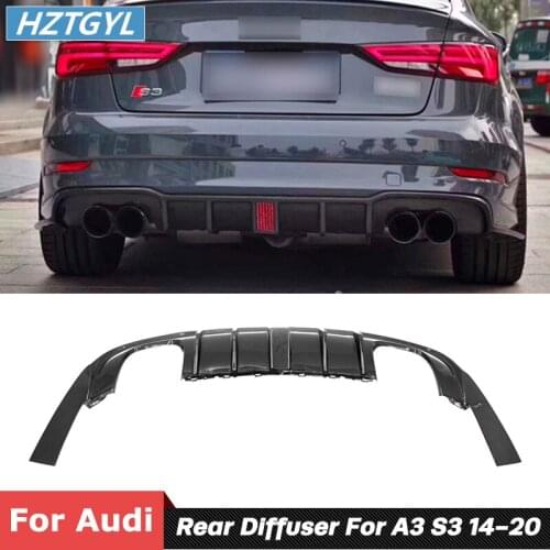 Carbon Fiber Material Rear Bumper Lip Spoiler Diffuser With Led Light For Audi A3 Sline S3 Car Styling 2014-020